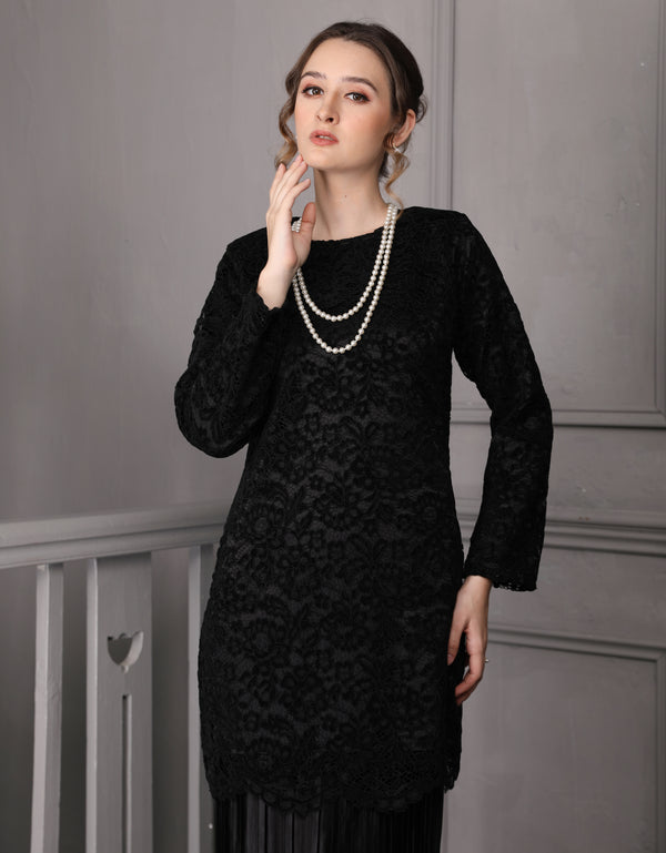 BAJU KURUNG MODEN ANVI (BLACK)